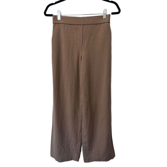 Theory Tan Neutral Minimalist Clean Wide Straight Leg Pull-On Pants Tan Size S - Picture 1 of 13